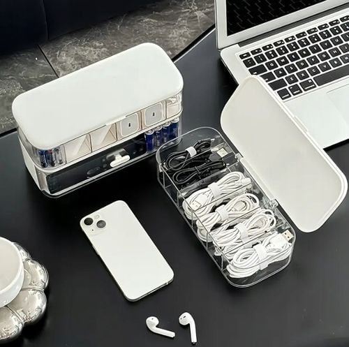 ORGANIZER PUDEŁKO POJEMNIK NA ŁADOWARKI BATERIE SŁUCHAWKI PRZEWODY na Arena.pl