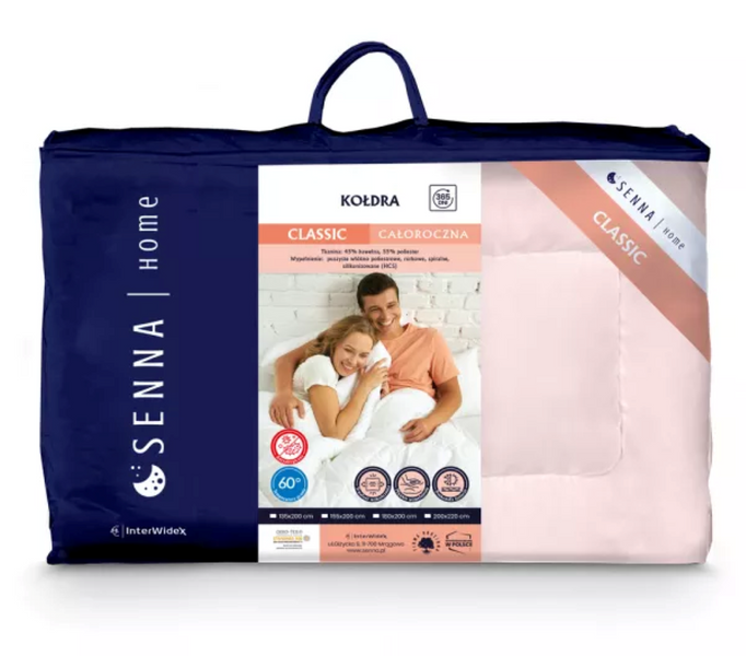 Kołdra całoroczna 135x200cm CLASSIC Różowa| Senna Home zdjęcie 3