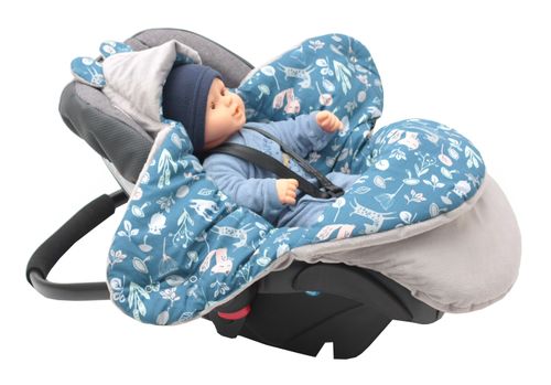 ŚPIWOREK OTULACZ MYSZKA NOSIDŁO WÓZEK MINKY BAWEŁNA NIEBIESKA LASEK na Arena.pl