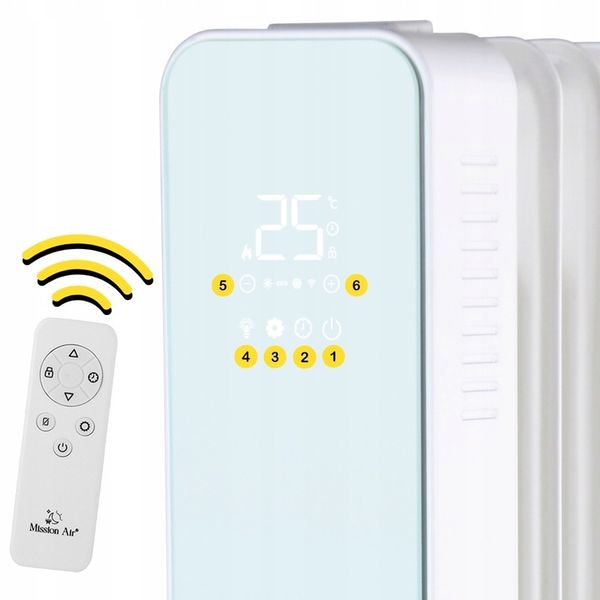 Grzejnik olejowy elektryczny Mission Air OSLO white 2500W biały WIFI TIMER zdjęcie 15