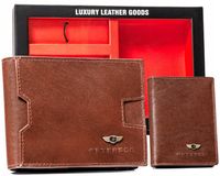 zestaw prezentowy: skórzany portfel męski, etui i brelok - peterson