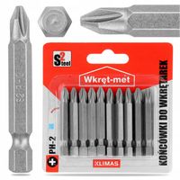 10x Bity WKRĘTARKI MAGNETYCZNE PH2 50 mm Końcówki Philips Groty