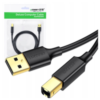 ugreen us135 kabel usb 2.0 a-b do drukarki, pozłacany, 1.5m (czarny)