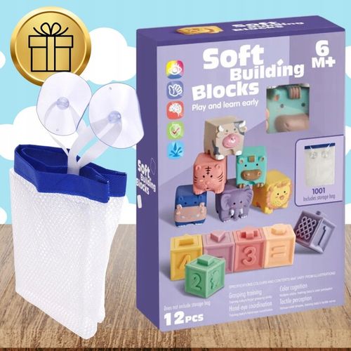 Miękkie kreatywne klocki sensoryczne dla niemowląt dzieci funkcja gryzaka na Arena.pl