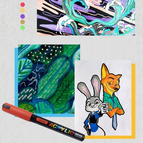 MARKERY AKRYLOWE ZESTAW 24 SZT Pisaki Flamastry Mazaki WODOODPORNE Z FARBĄ na Arena.pl