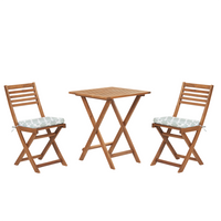 Zestaw mebli balkonowych drewniany jasny z poduszkami miętowymi FIJI