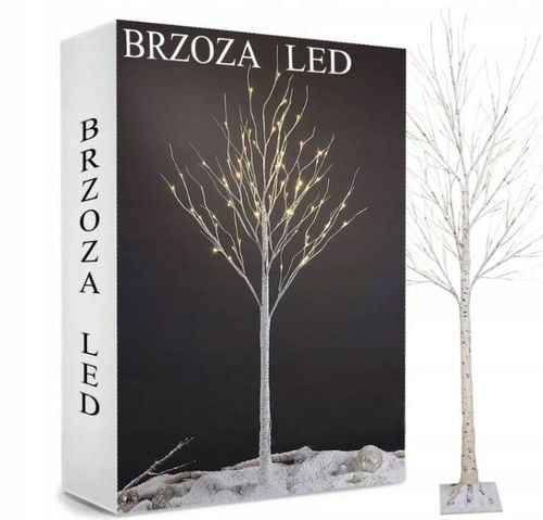 Drzewko Świąteczne Ozdobne Świecące LED BRZOZA 150 cm Lampki Białe Zimne na Arena.pl
