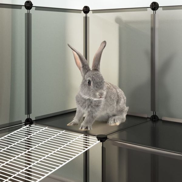 Klatka dla małych zwierząt, czarna, 143x107x93 cm, PP i stal zdjęcie 7