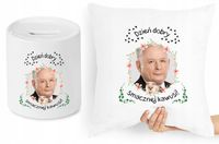 Jarosław Kaczyński Zestaw Poduszka + Skarbonka Z Nadrukiem Ze Zdjęciem