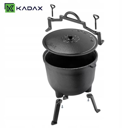 KADAX Kociołek Żeliwny 10L Myśliwski Garnek Na Ognisko Grill Do Pieczonek na Arena.pl
