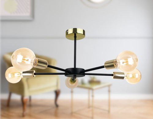 Lampa sufitowa 5xE27 SUN BLACK/GOLD na Arena.pl
