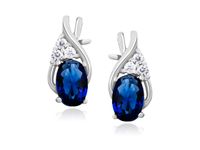 RODOWANE SREBRNE PODŁUŻNE KOLCZYKI SZAFIR CYRKONIE