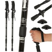 Kijki Trekkingowe Kije do Nordic Walking Składane Regulowane 2 szt Czarne
