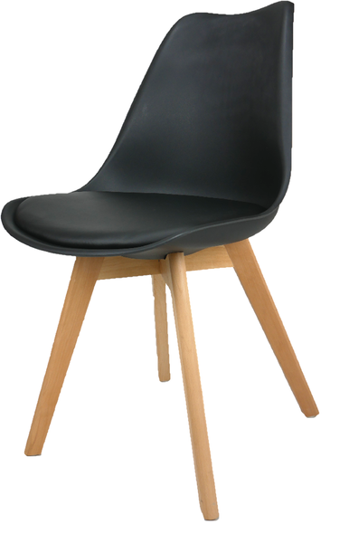 Skandynawskie krzesło KRIS FIORD z poduszką  czarne BUKOWE NOGI-image-1