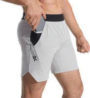 Spodenki Sportowe Męskie Fitness z Kieszeniami Jasnoszare XL Lekkie Luźne