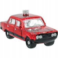 Bombka choinkowa ręcznie malowana - Kultowy Duży Fiat 125p: czerwony