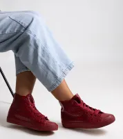 Czerwone wysokie trampki ażurowe Madala 36