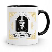 Kubek Czarny Na Dzień Ojca Happy Father's Day Z Nadrukiem Ze Zdjęciem