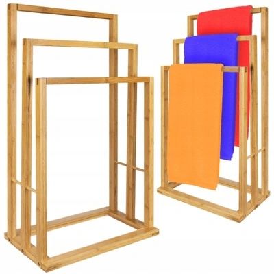 Stojak wieszak łazienkowy drewniany bambus regał drabinka półka uniwersalny na Arena.pl