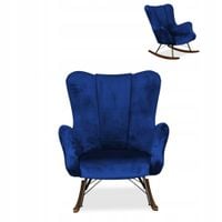 Fotel uszak skandynawski Vika bujany na płozach Family Meble niebieski