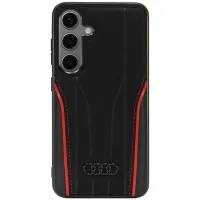 Etui Audi Genuine Leather z MagSafe na Samsung Galaxy S24 - czarno-czerwone