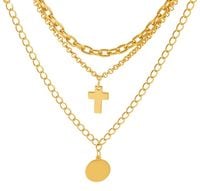 Naszyjnik z 3 łańcuszków z krzyżem (C21/WIO/22AU)