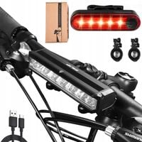LAMPKA ROWEROWA PRZÓD TYŁ ZESTAW DO ROWERU LED USB 1400 LUMENÓW 4000 mAh