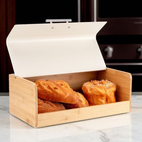 chlebak bambusowy pojemnik na pieczywo e-6075 kremowy na Arena.pl
