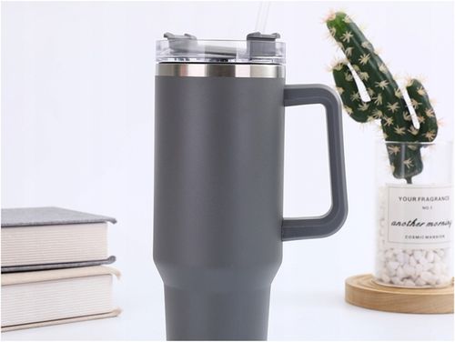 MagiCook KUBEK TERMICZNY SZARY 1200 ML ZE SŁOMKĄ STYLE USA Szarość na Arena.pl