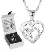 Srebrny naszyjnik serce srebro próba 925 łańcuszek damski rodowany