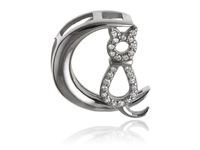 RODOWANY SREBRNY WISIOREK KOT KSIĘŻYC CYRKONIE