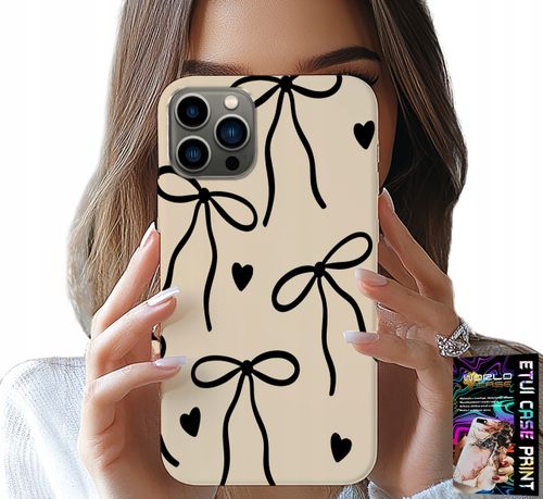ETUI DO IPHONE 13 PRO MAX - BEŻOWE KOKARDKI WSTĄŻKA MODNE WZORY na Arena.pl