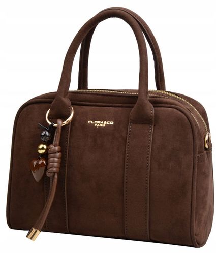 FLORA&CO TOREBKA kuferek do ręki PASEK CZEKOLADA zamsz WIZYTOWA na Arena.pl