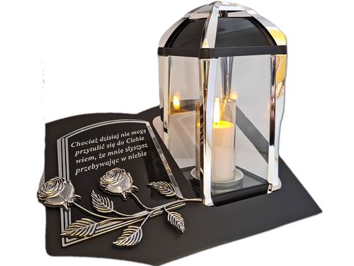 ZNICZ LAMPION NA GRÓB KPL SREBRO SKOS SENTENCJA+ ŚWIECA na Arena.pl