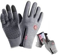 DOTYKOWE RĘKAWICZKI SPORTOWE WODOODPORNE ROWEROWE L SZARE