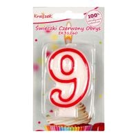 świeczka czerwony obrys "9"