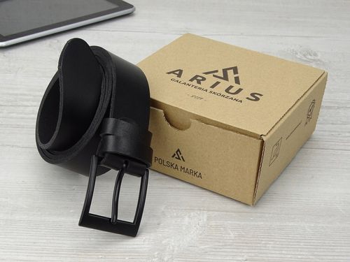 Pasek skórzany męski Modny czarny skóra naturalna do spodni garniturowych na Arena.pl