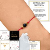BRANSOLETKA CZARNY TURMALIN SZCZĘŚCIA CZERWONA SZNURKOWA DAMSKA KABAŁA