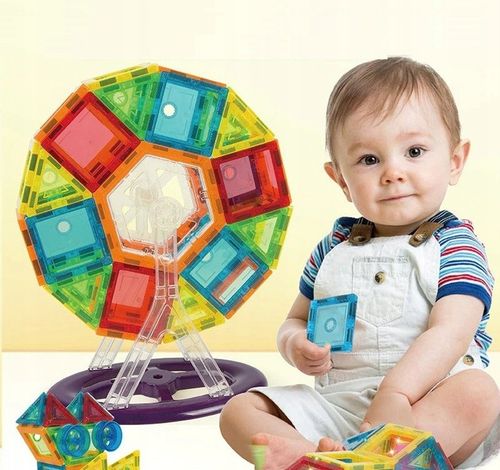 DUŻE KLOCKI MAGNETYCZNE KONSTRUKCYJNE 3D PANELE MAGNETIC TILES 106 elem. A na Arena.pl