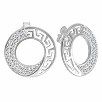 SREBRNE KOLCZYKI WZÓR GRECKI NA SZTYFT Z CYRKONIAMI SREBRO PRÓBY 925