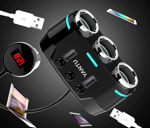 TRÓJNIK ROZGAŁĘŹNIK ZAPALNICZKI WOLTOMIERZ 2x USB na Arena.pl