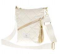 Laura Biaggi - torebka listonoszka biały pikowany mat złoty chwost L323012