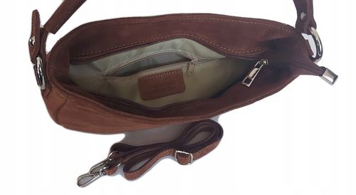 Włoska skórzana listonoszka Vera Pelle zamsz A5 Camel na Arena.pl