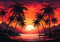 Plakat 84x59,5cm Palmy Przy Lagunie