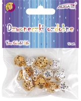 dzwoneczki kuleczki  ozdobne złote i srebrne 1,3cm 12szt. | DZW-3197