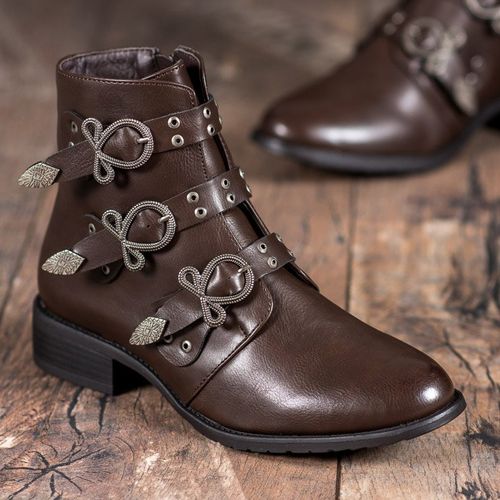 Brązowe Botki Z Klamrami r.41 na Arena.pl
