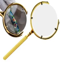 Lupa 6x do czytania ręczna szkło powiększające optyczne złota oprawa