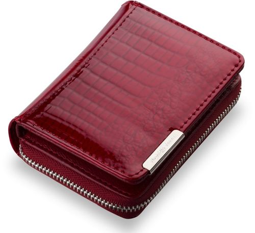 Lakierowany PORTFEL Damski MAŁA PORTMONETKA Skóra Naturalna ELEGANCKI na Arena.pl