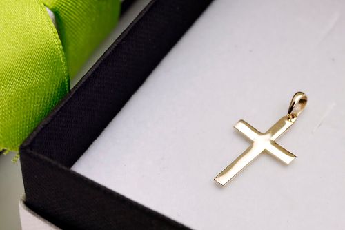 złoty elegancki gładki krzyżyk 585 na Arena.pl