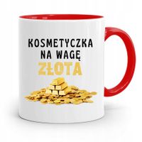 Kubek Czerwony Dla Kosmetyczki Na Wagę Złota Z Nadrukiem Ze Zdjęciem